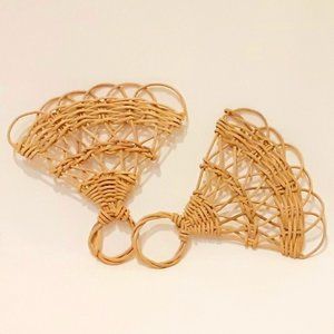 Set Of 8 Mini Rattan Woven Fans